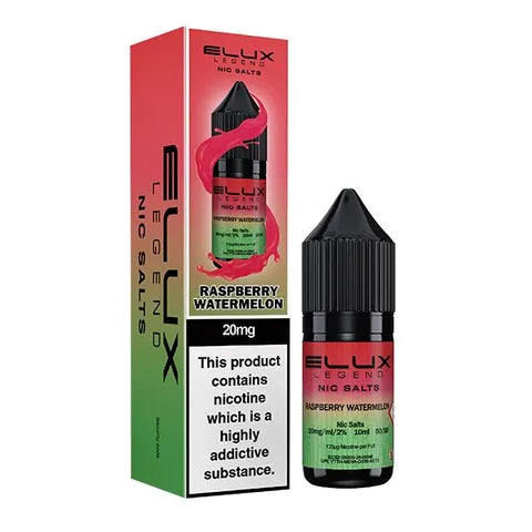 elux legend 10ml nic salts raspberry watermelon on white background