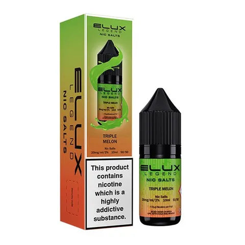 elux legend 10ml nic salts triple melon on white background