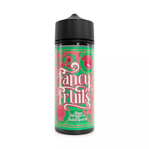 Fancy Fruits 100ml Shortfill E-Liquids Albion Strawberry with Pink Grapefruit On White Background