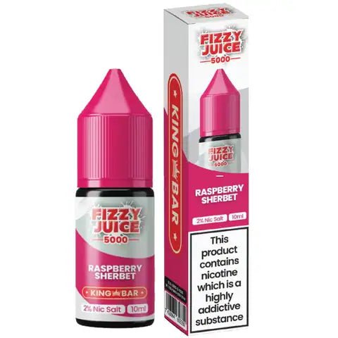 Fizzy Juice 5000 Bar Nic Salts 10ml Raspberry Sherbet / 10mg On White Background
