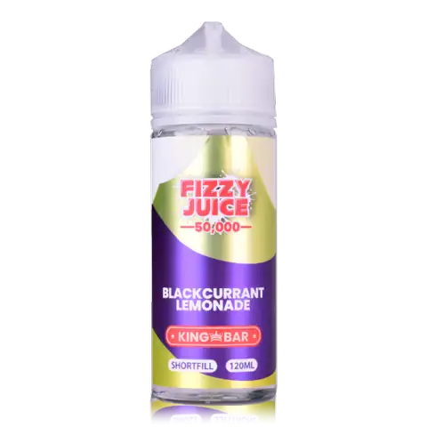 Fizzy Juice King Bar 100ml Shortfill E-Liquids Blackcurrant Lemonade On White Background