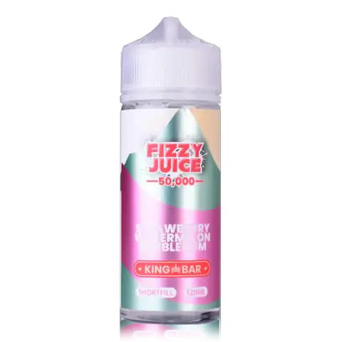 Fizzy Juice King Bar 100ml Shortfill E-Liquids Strawberry Watermelon Bubblegum On White Background