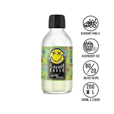 Flavour Raver 200ml Shortfill E-Liquid Cream Fieldz On White Background