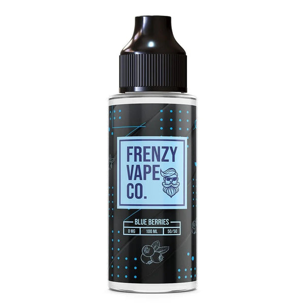 Frenzy Vape Co. 100ml Shortfill E-Liquid Blue Berries On White Background