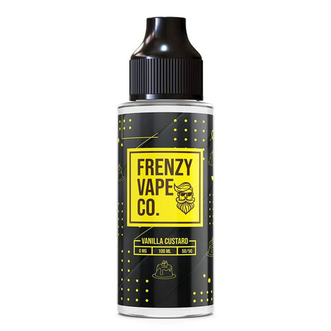 Frenzy Vape Co. 100ml Shortfill E-Liquid Vanilla Custard On White Background