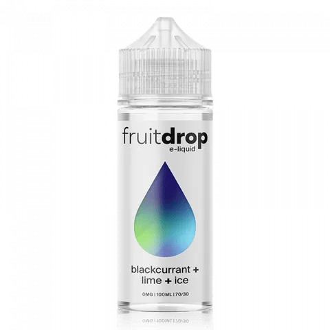 Fruit Drop 100ml Shortfill E-Liquid Blackcurrant Lime Ice On White Background