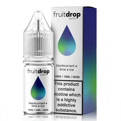 Fruit Drop 10ml Nic Salts 10mg / Blackcurrant Lime Ice On White Background