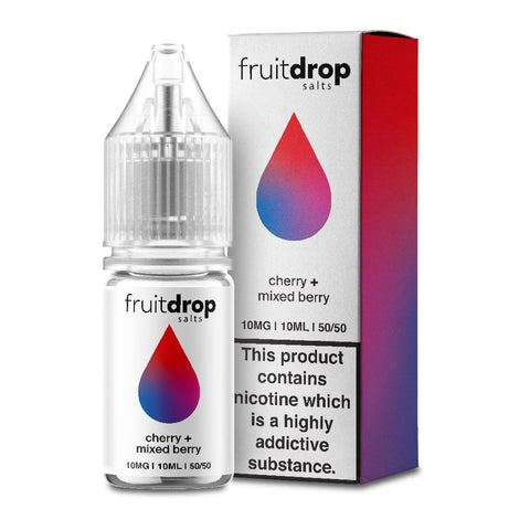 Fruit Drop 10ml Nic Salts 10mg / Cherry Mixed Berry On White Background