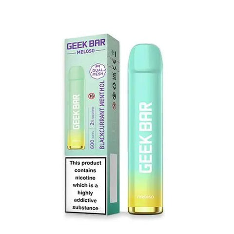 Geek Bar Meloso Disposable Vape Kit Blackcurrant Menthol On White Background
