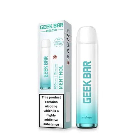 Geek Bar Meloso Disposable Vape Kit Menthol On White Background