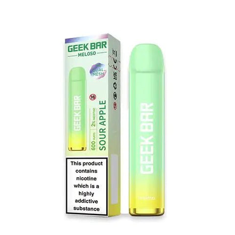 Geek Bar Meloso Disposable Vape Kit Sour Apple On White Background