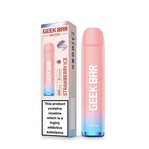 Geek Bar Meloso Disposable Vape Kit Strawberry Ice On White Background