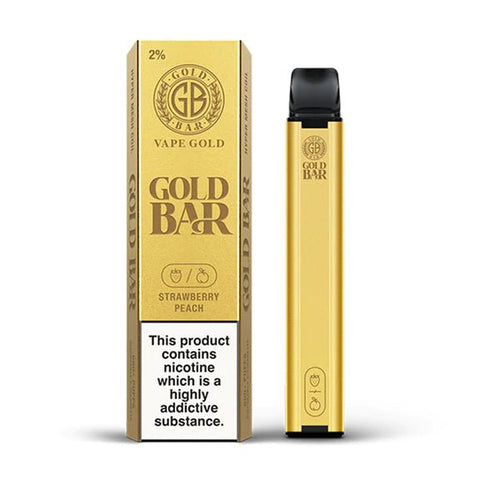 Gold Bar Disposable Vape Strawberry Peach On White Background