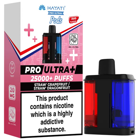 Hayati Pro Ultra Plus 25K Refill Pods Straw' Grapefruit Straw' Dragonfruit