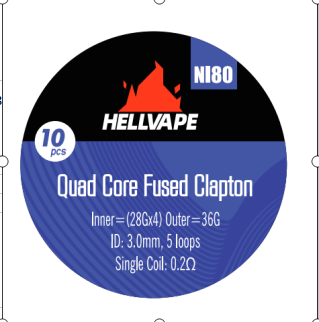 Hellvape Special Blended Wire Premade Coils 10pcs Ni80 Quad Core Fused Clapton 0.2ohm On White Background