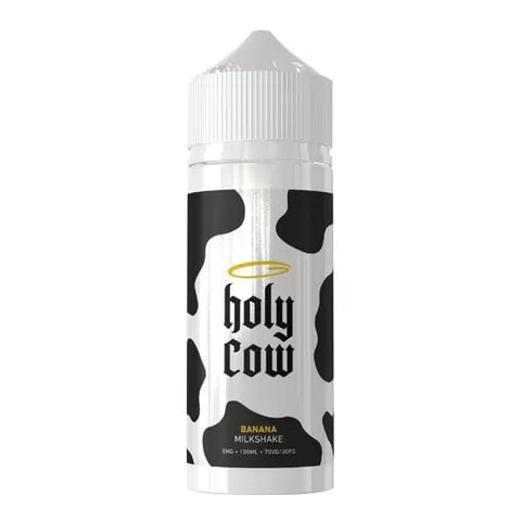 Holy Cow 100ml Shortfill E-Liquids Banana Milkshake On White Background