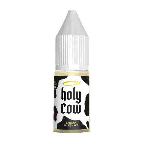 Holy Cow Nic Salt E-Liquids 10mg / Banana Milkshake On White Background