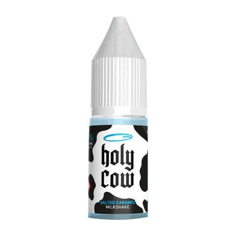 Holy Cow Nic Salt E-Liquids 10mg / Salted Caramel Milkshake On White Background