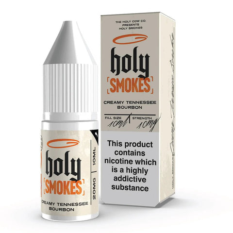Holy Smokes Nic Salt E-Liquids Creamy Tennessee Bourbon / 10mg On White Background