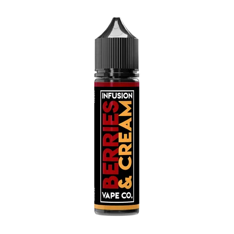infusion vape co 50ml berries and cream on black background