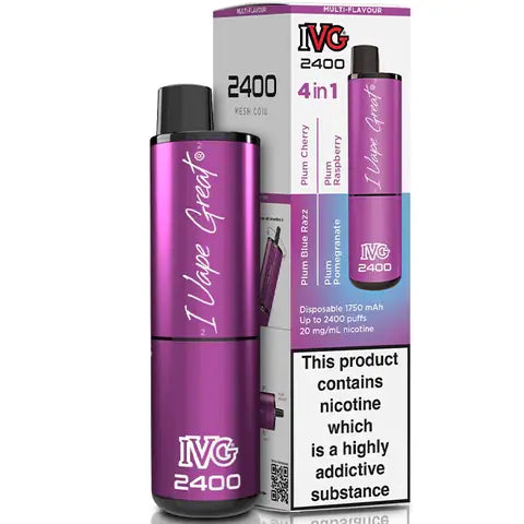 ivg 2400 disposable vape plum edition on white background