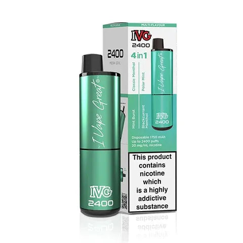 ivg 2400 disposable vape menthol edition on white background
