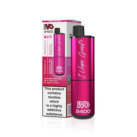 ivg 2400 disposable vape pink edition on white background