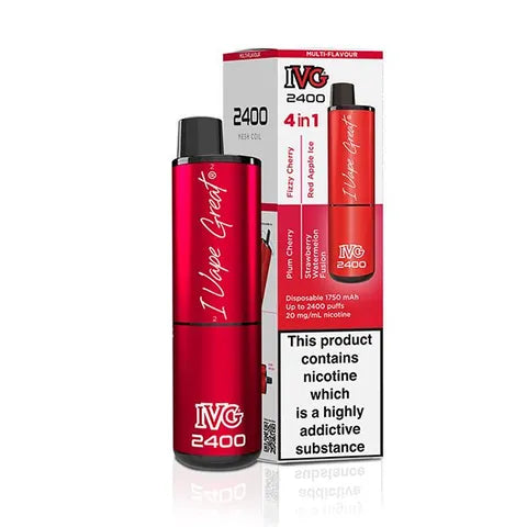 ivg 2400 disposable vape red edition on white background