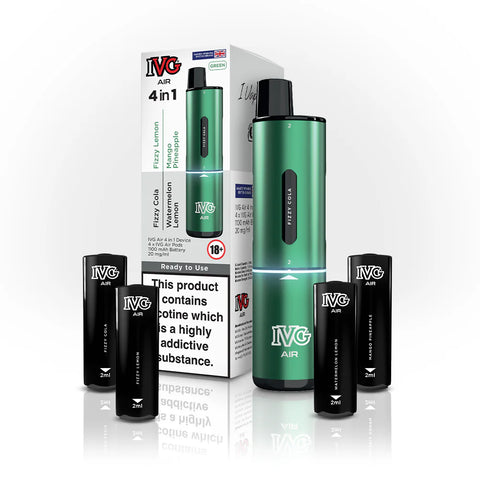 IVG Air 4‑in‑1 Rechargeable Pod Vape Kit – Green Edition with pods