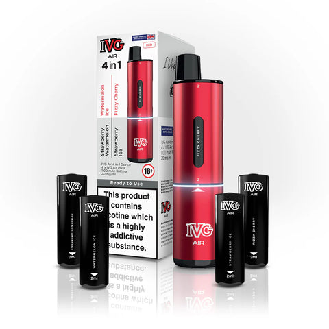 ivg air 4 in 1 pod vape kit red on white background