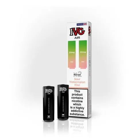 ivg air prefilled pods sour watermelon kiwi on white background