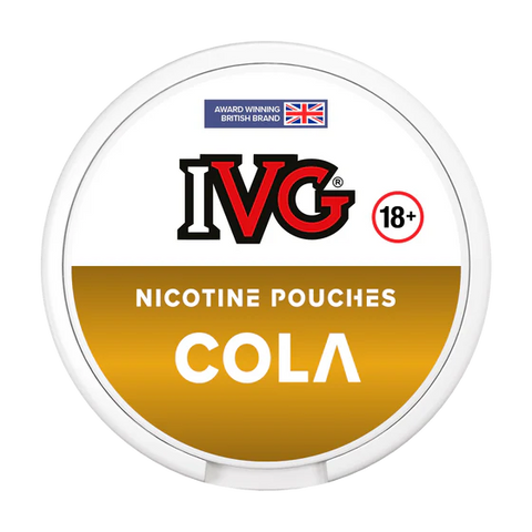 ivg nicotine pouch cola on black background