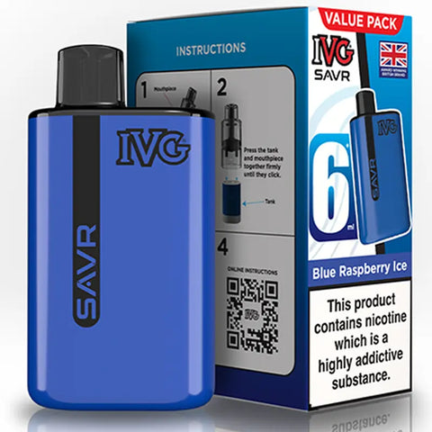 IVG SAVR Prefilled Pod Vape Kit Blue Raspberry Ice