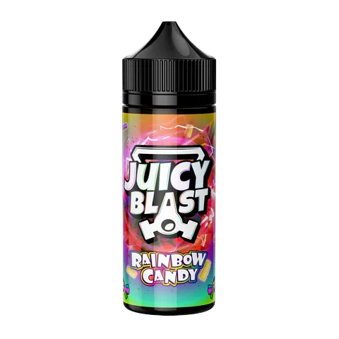 juicy blast rainbow candy 100ml on black background