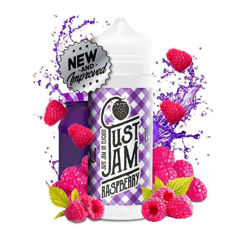 Just Jam 100ml Shortfill E-Liquids Raspberry On White Background