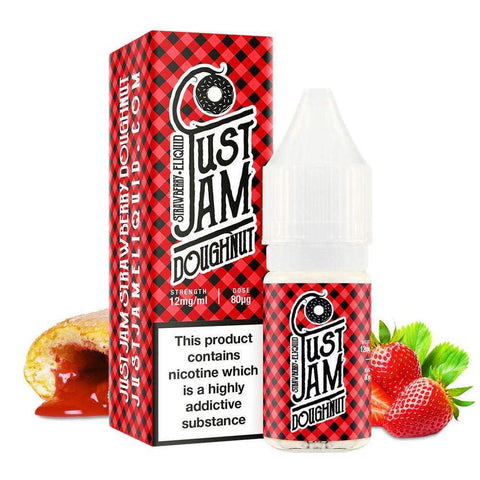 Just Jam 50/50 E-Liquids 10ml 3mg / Strawberry Doughnut On White Background