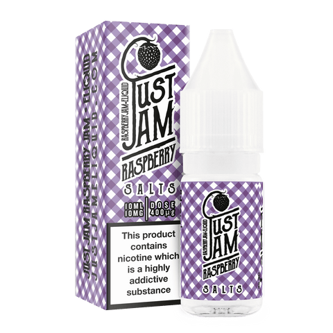 Just Jam Nic Salt E-liquids 10mg / Raspberry On White Background