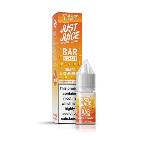 just juice bar nic salt orange clementine on white background