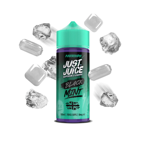 just juice black mint 100ml shortfills on black background