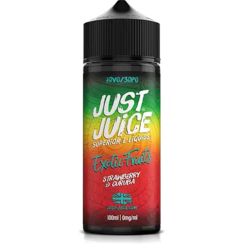 Just Juice Exotic Fruits 100ml Shortfill E-Liquid Strawberry & Curuba On White Background