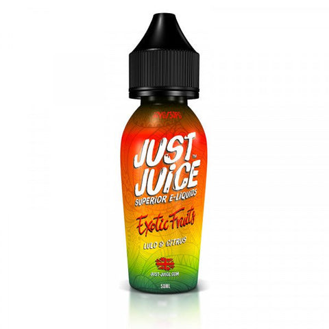 Just Juice Exotic Fruits 50ml Shortfill E-Liquids Lulo And Citrus On White Background