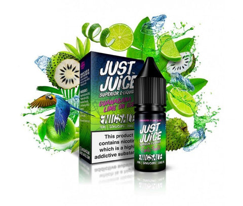 Just Juice Exotic Fruits Nic Salts Guanabana & Lime on Ice / 5mg On White Background