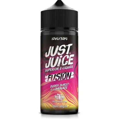Just Juice Fusion 100ml Shortfill E-Liquid Berry Burst & Lemonade On White Background