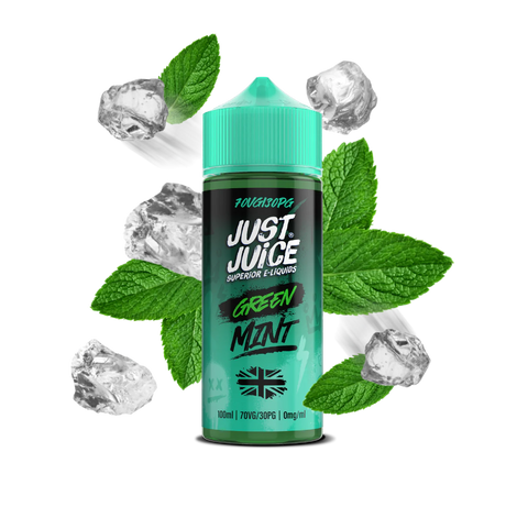 just juice green mint 100ml shortfills on black background