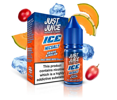 Just Juice ICE Nic Salt E-Liquids 11mg / Grape & Melon On White Background