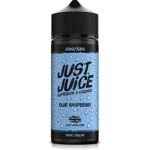 Just Juice Iconic 100ml Shortfill E-Liquid Blue Raspberry On White Background