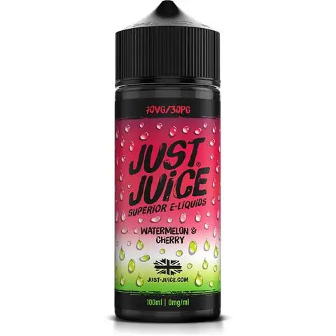 Just Juice Iconic 100ml Shortfill E-Liquid Watermelon & Cherry On White Background