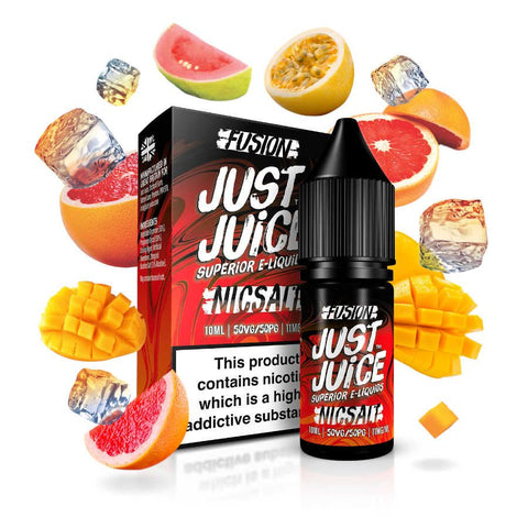 Just Juice Iconic Range E-liquid Nic Salts Fusion Mango & Blood Orange on Ice / 11mg On White Background