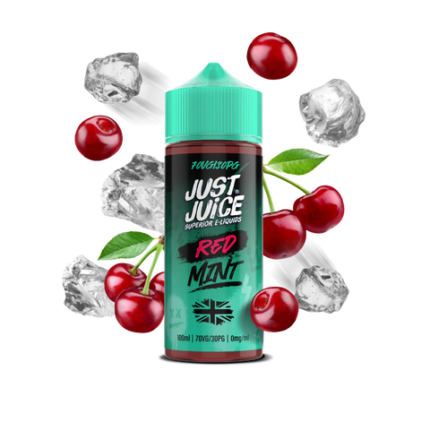 just juice red mint 100ml shortfills on black background