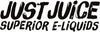 Logo for 'Just Juice Superior E-Liquids' with a black text on a white background